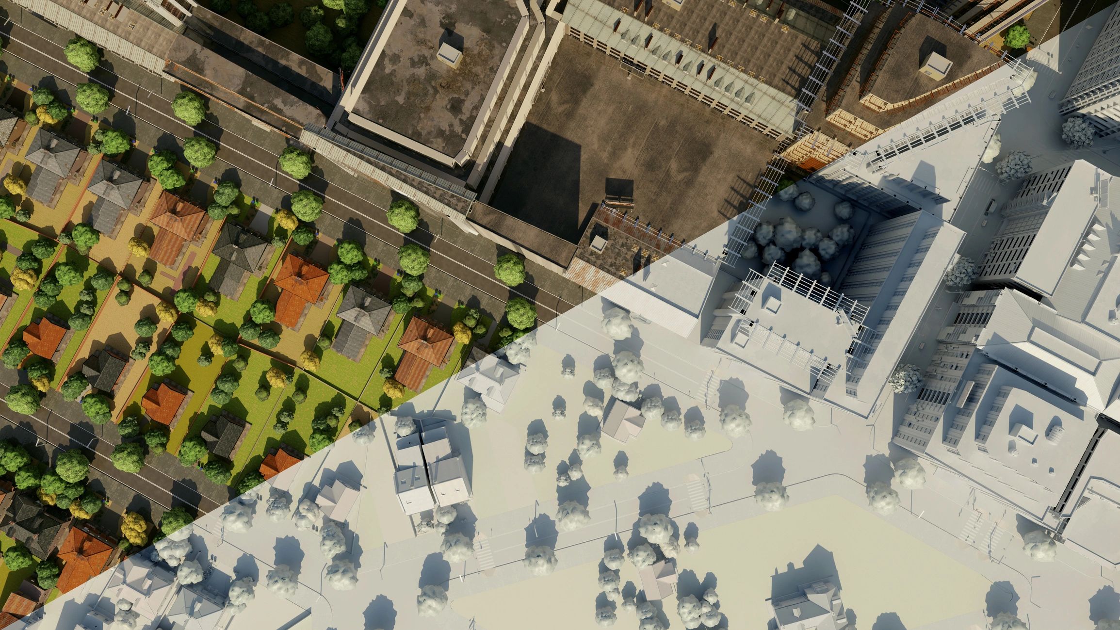 Team of urban planners collaborating on a city model